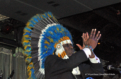 Eddy Clearwater with blue headdress